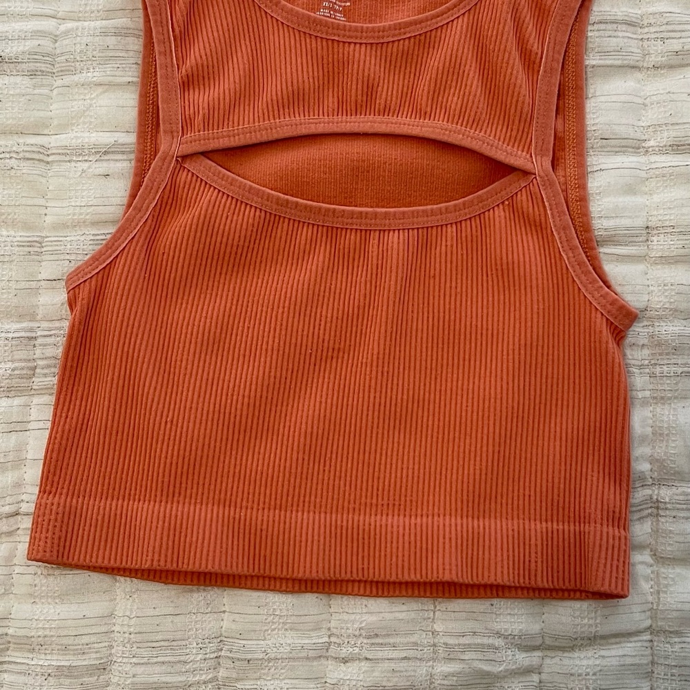 Vibrant Orange Ribbed Tank Top